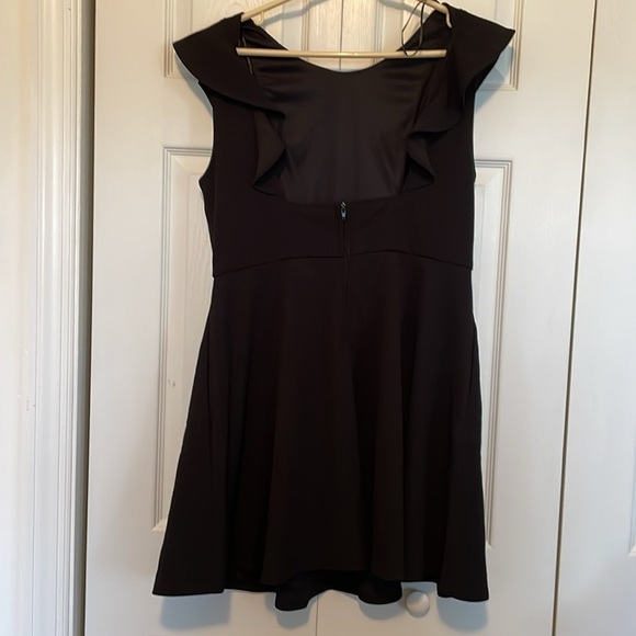 NWT Francesca XL midi dress black Cap ruffled shoulder lined ruffle bodice flow - Picture 7 of 10
